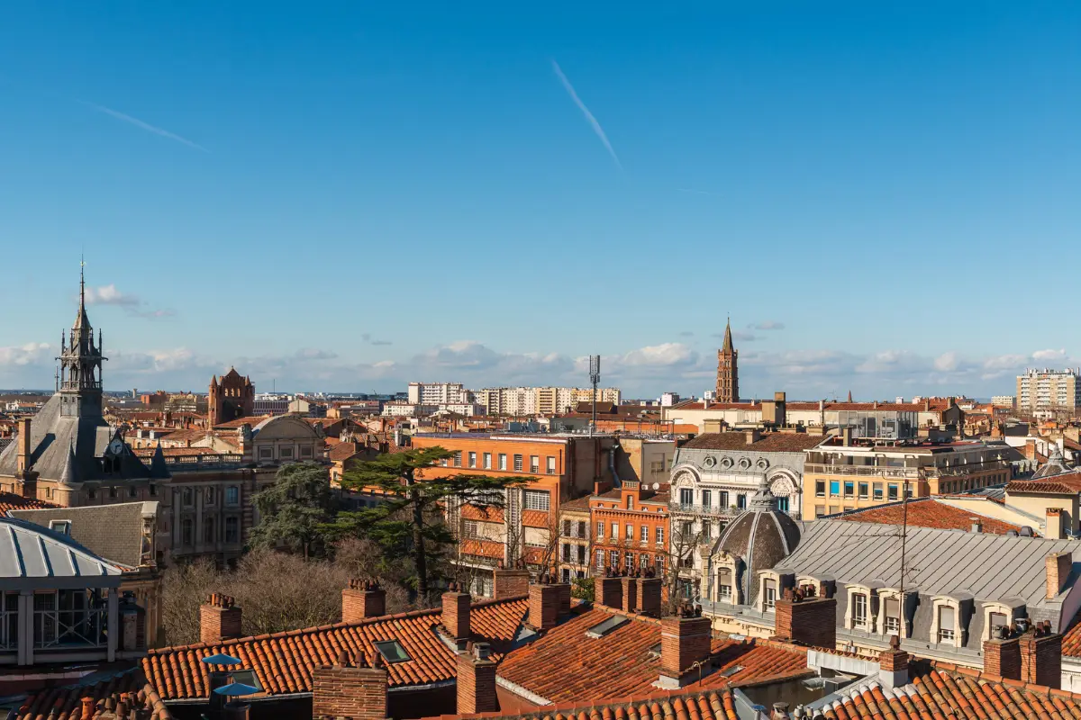 Toits du centre de Toulouse, vus d'en haut